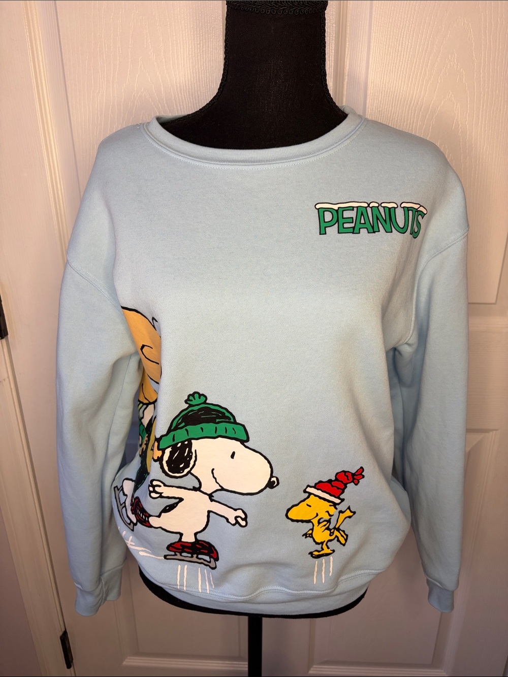 Peanuts Snoopy & Woodstock Light Blue Sweatshirt size Small